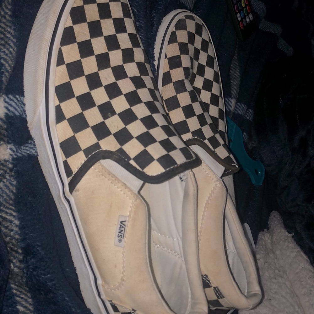 White and black checker vans